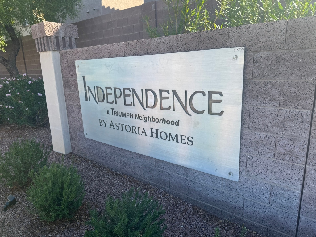Independence community Las Vegas, NV, signage in front of community entrance on Warm Springs Rd.